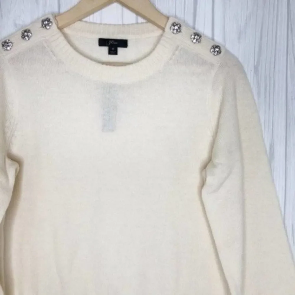 J. CREW Crewneck Sweater with Jeweled Buttons
